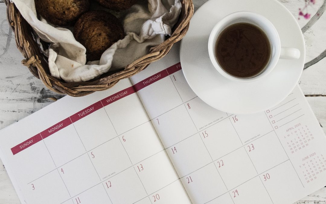 Blank calendar with coffee